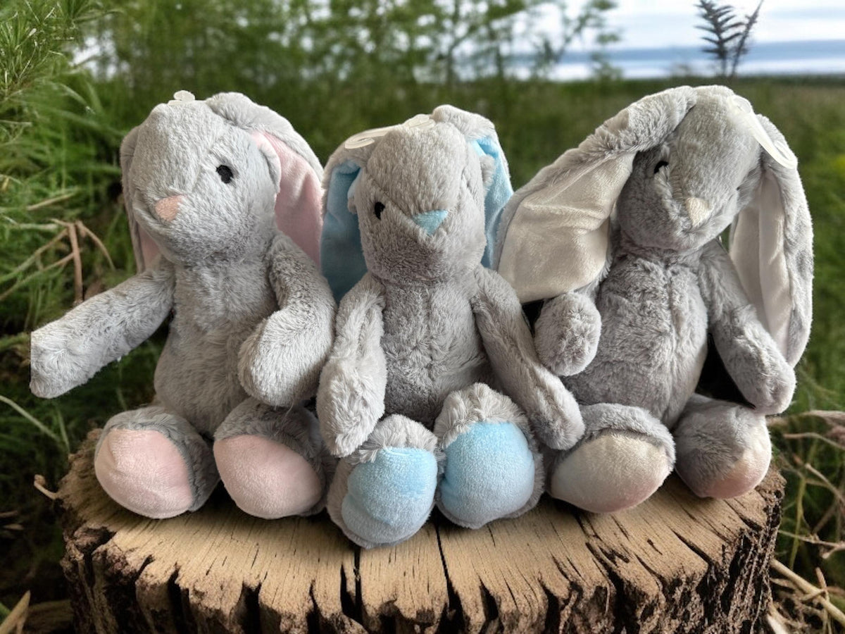 Personalised Bunny toy, easter, embroidered ear.