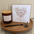 Mothers day greetings cards, pink heart floral