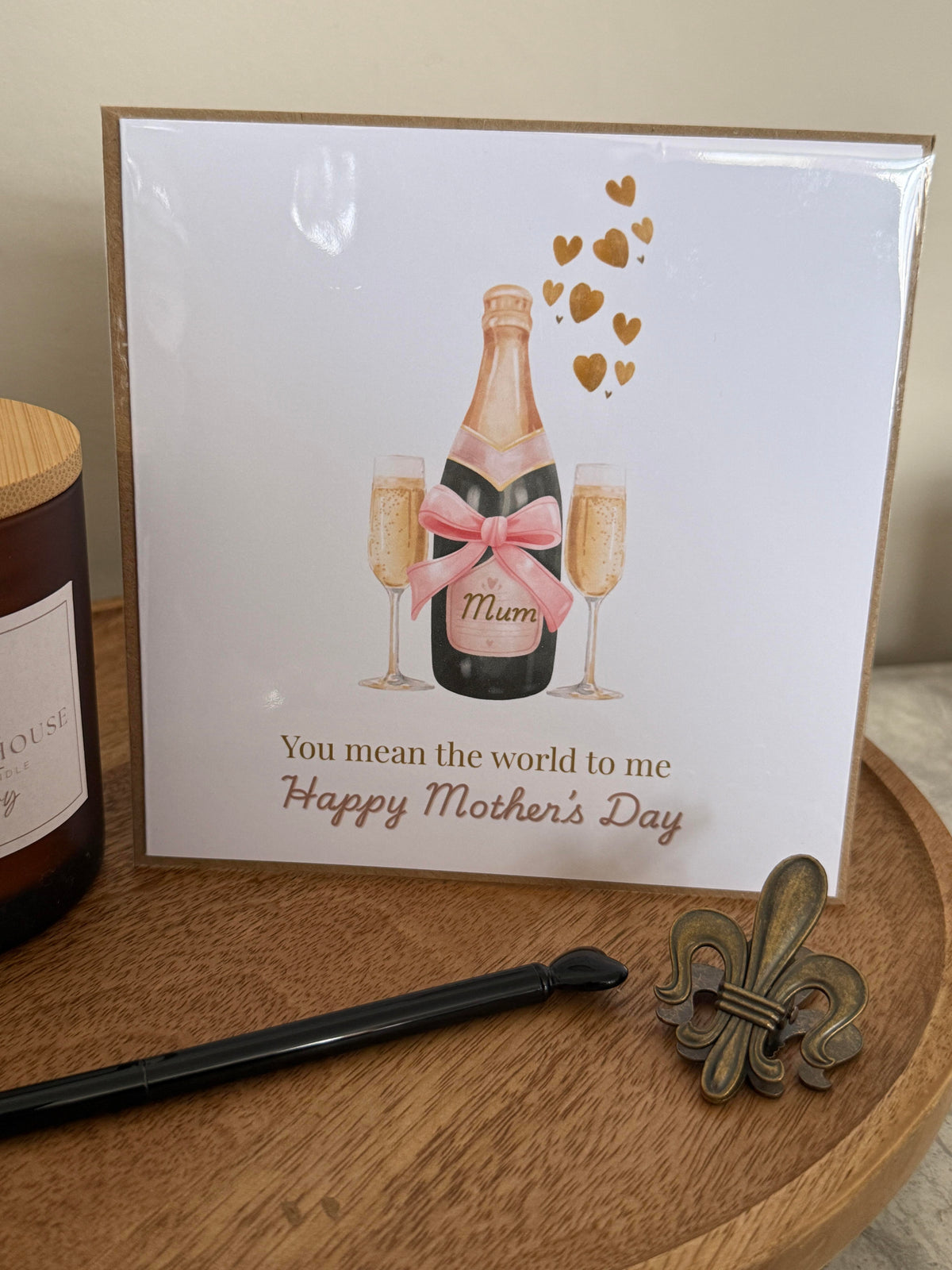 Luxury Mothers day card hearts bubbles
