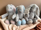 Personalised Bunny toy, easter, embroidered ear.