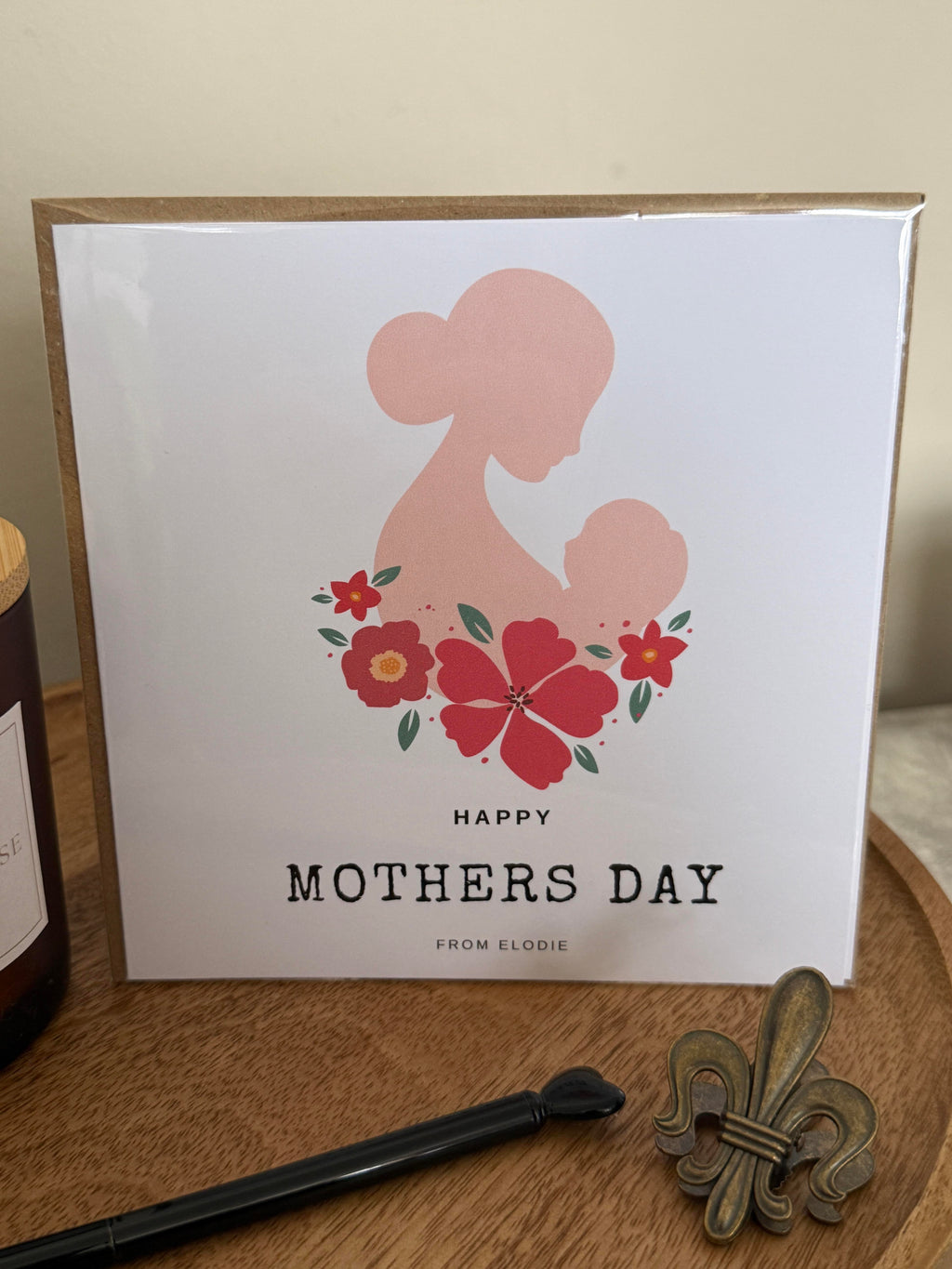 Luxury mothers day card - mama and baby pink florals