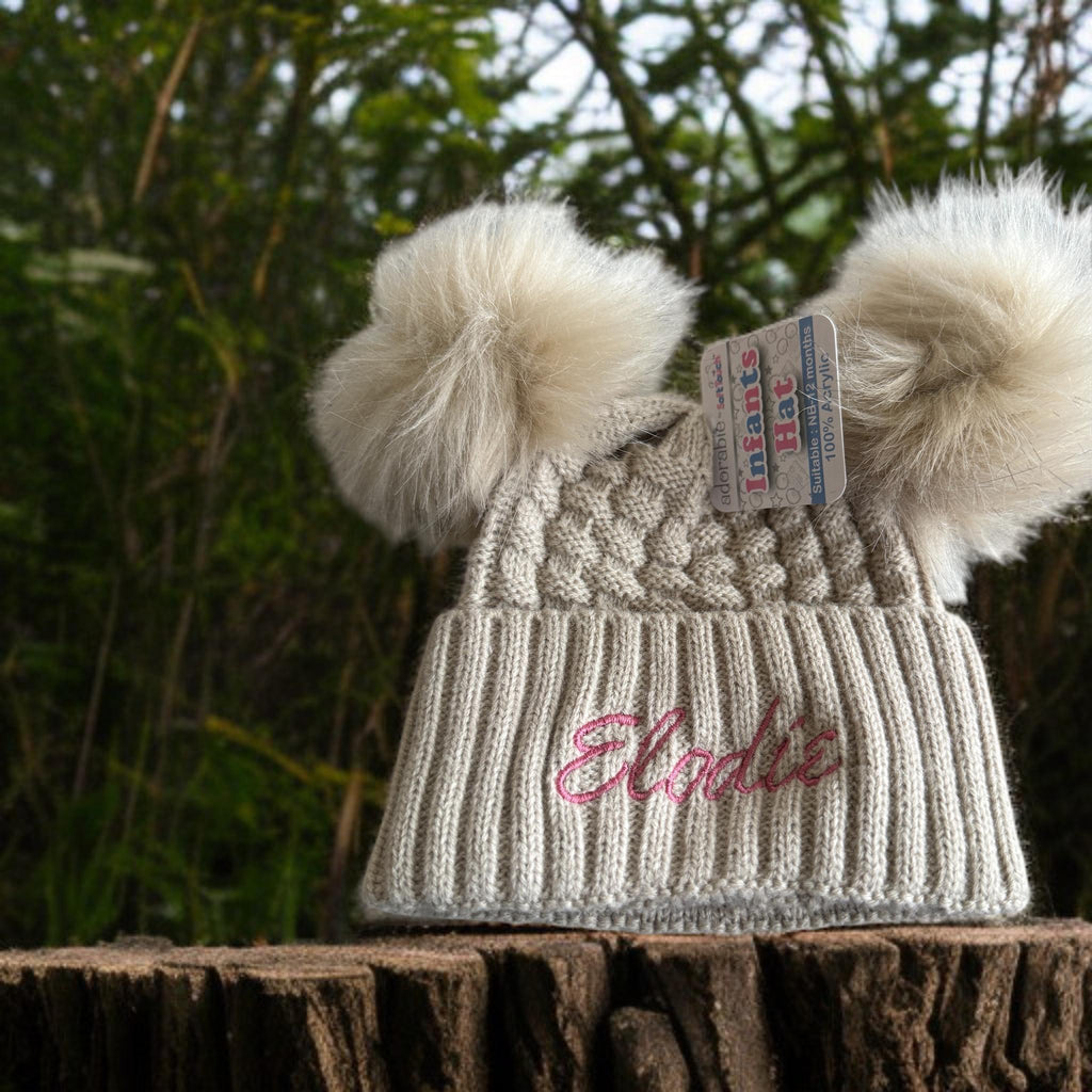 Personalised baby pom pom hat