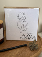 Luxury mothers day card mama and baby line drawing