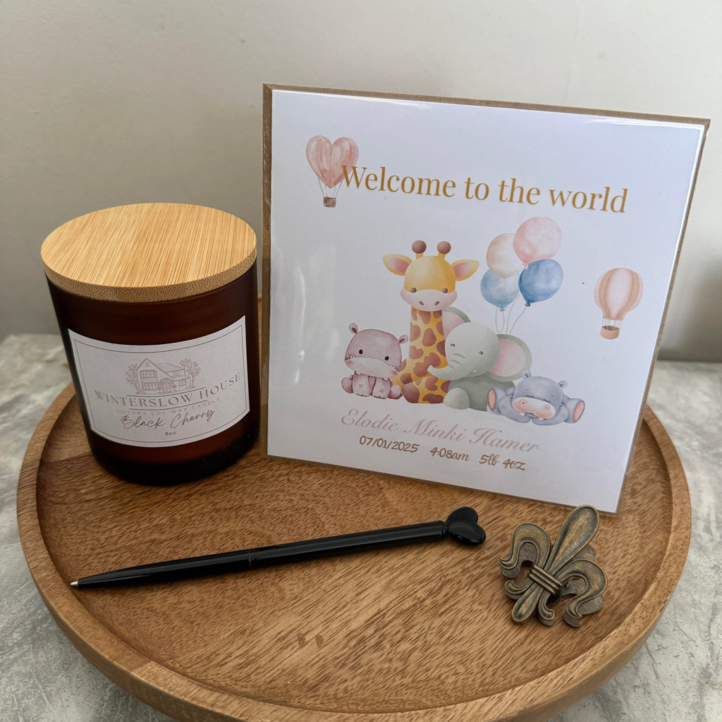 Personalised luxury welcome to the world baby card