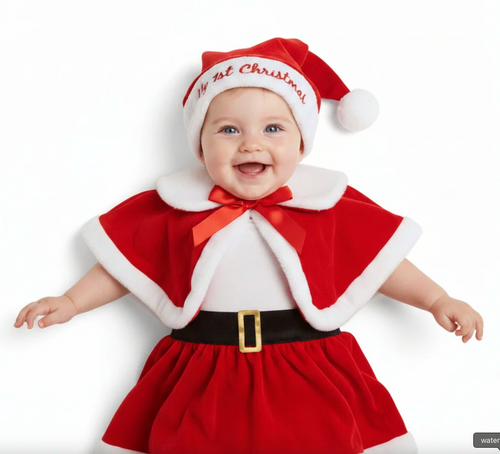 Baby Girls Santa Claus 4 pcs Dress Up Set - My First Christmas (0-12m)