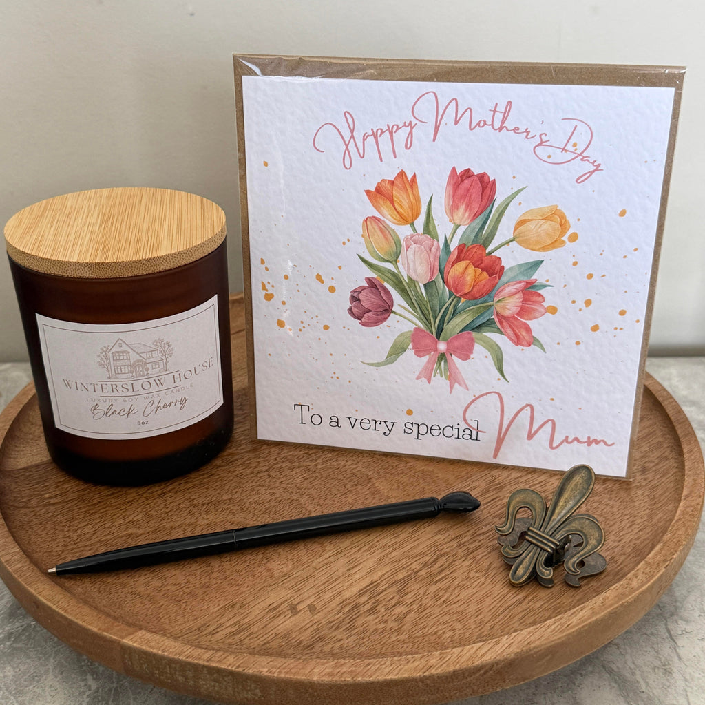 A luxury mothers day card with tulips design