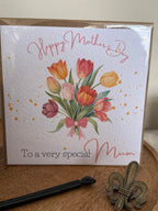 A luxury mothers day card with tulips design