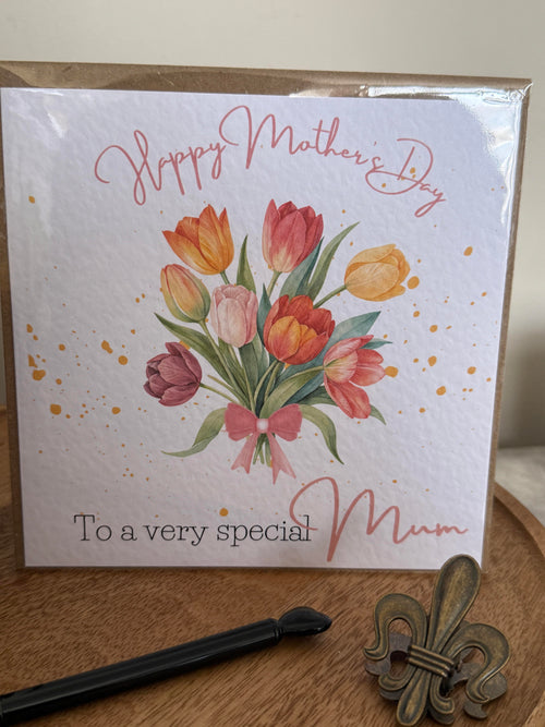 A luxury mothers day card with tulips design