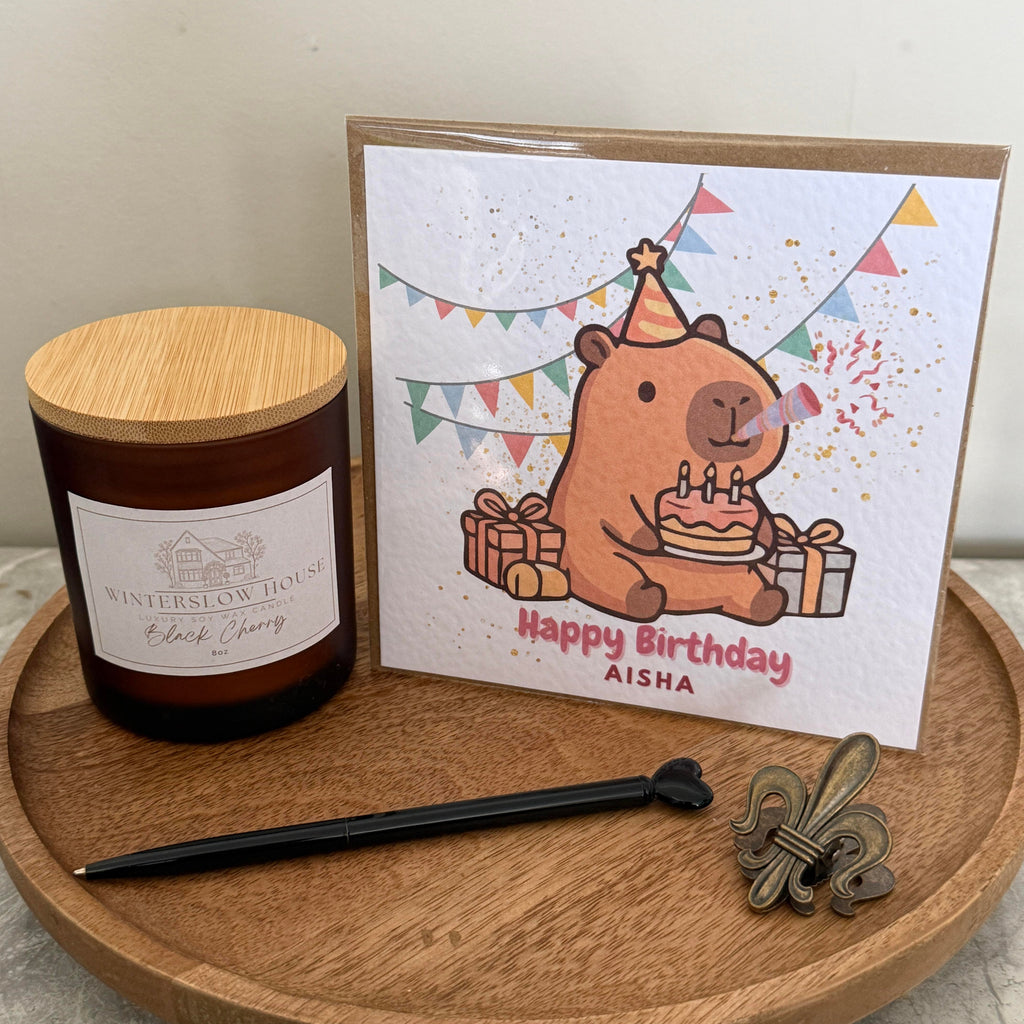 Personalised luxury birthday card with Capybara design