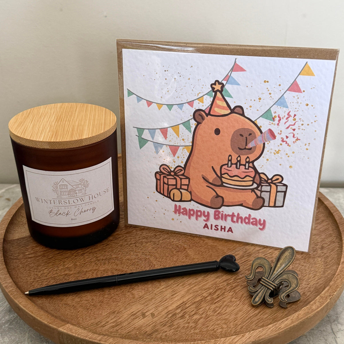 Personalised luxury birthday card with Capybara design