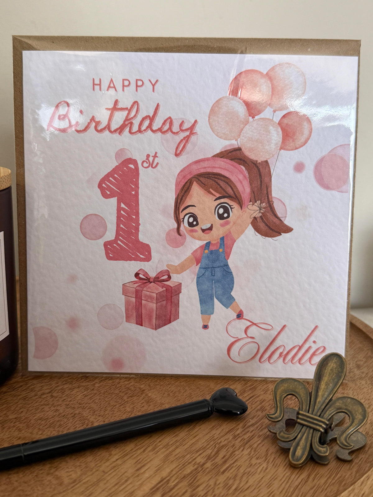 Personalised luxury First Birthday card