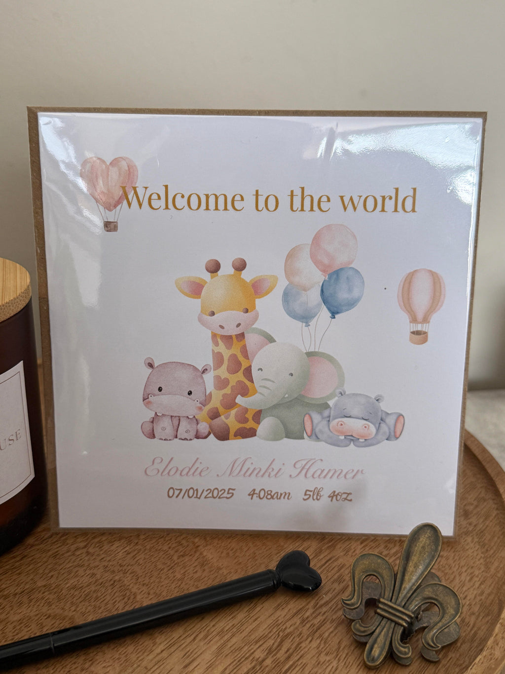 Personalised luxury welcome to the world baby card