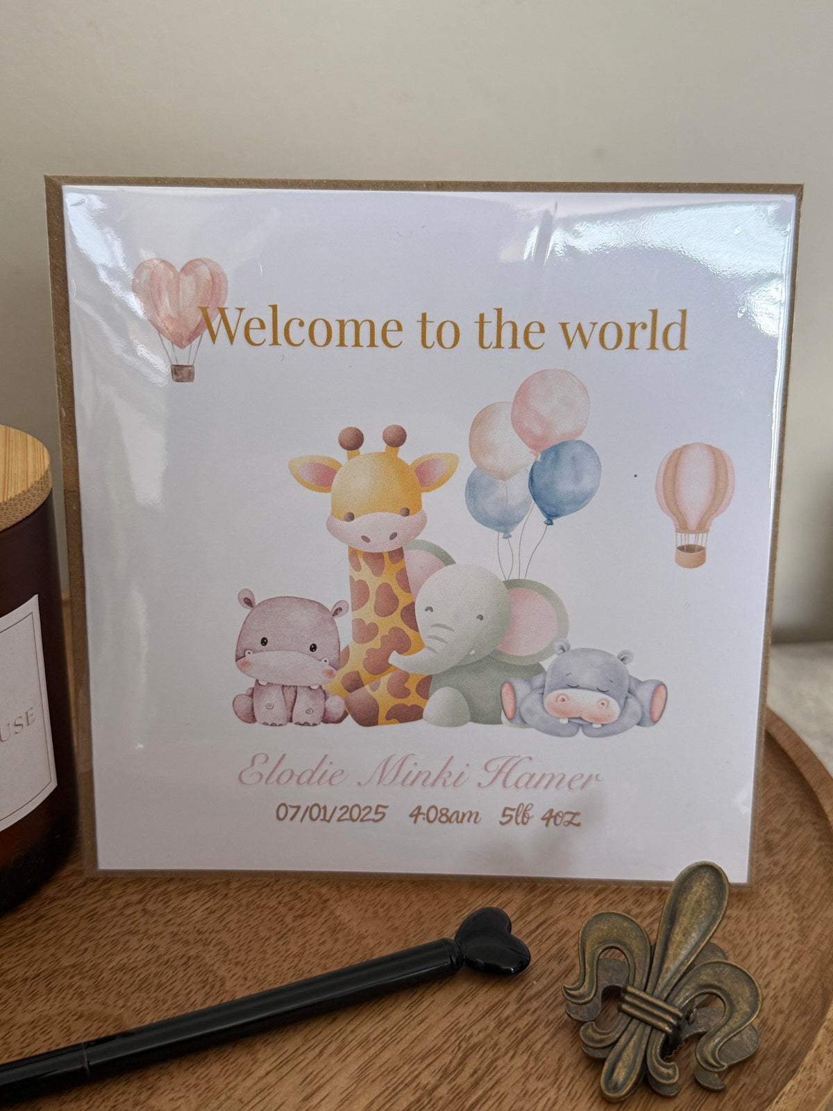 Personalised luxury welcome to the world baby card