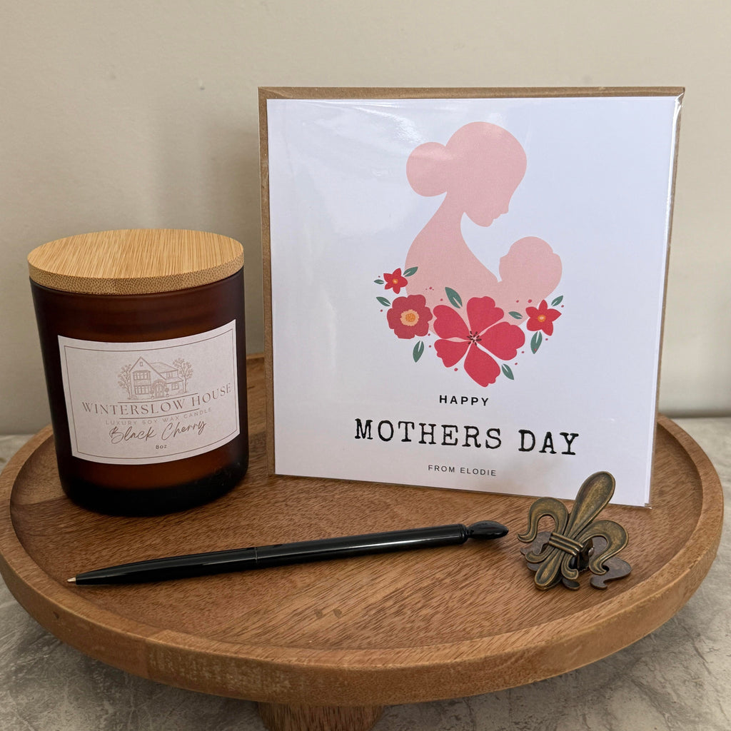 Luxury mothers day card - mama and baby pink florals