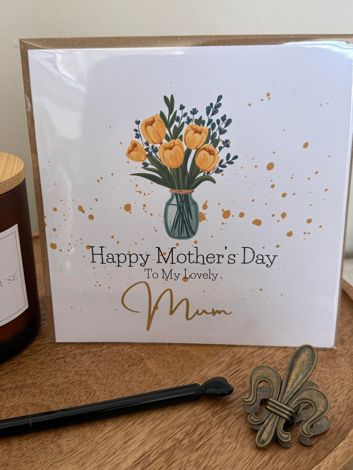 Luxury mothers day card - yellow tulips